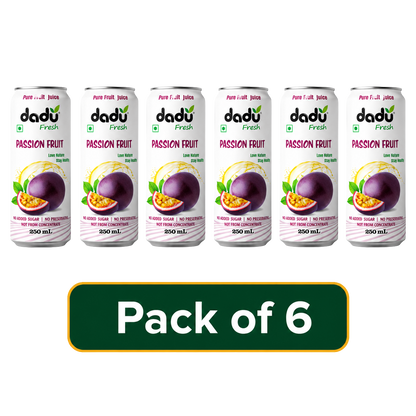 Dadu Fresh Passion Fruit Juice | 100% Pure Fruit Juice | No Added Sugar & No Preservatives | 250ml x Pack of 6 - Dadu Fresh