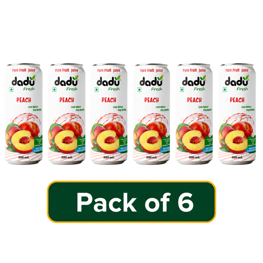 Dadu Fresh Peach Juice | 100% Pure Fruit Juice | No Added Sugar & No Preservatives | 320ml x Pack of 6 - Dadu Fresh