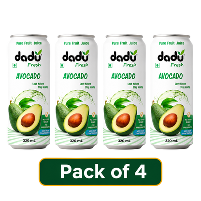 Dadu Fresh Avocado & Mango Juice | 100% Pure Fruit Juice | No Added Sugar & No Preservatives | 320ml x Pack of 4 - Dadu Fresh