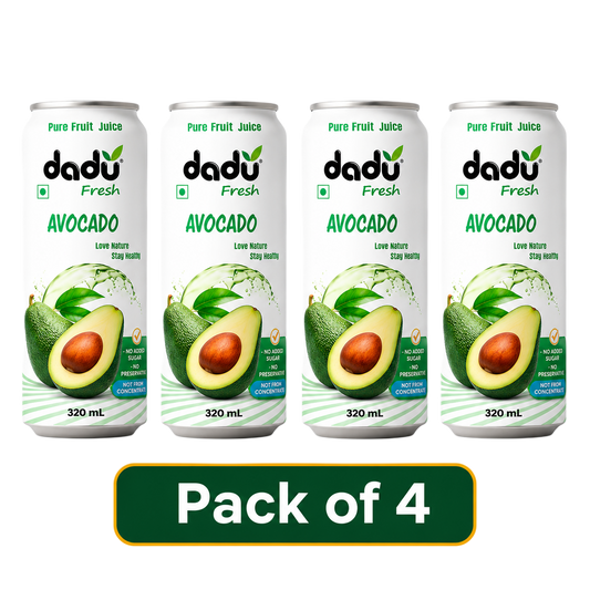 Dadu Fresh Avocado & Mango Juice | 100% Pure Fruit Juice | No Added Sugar & No Preservatives | 320ml x Pack of 4 - Dadu Fresh
