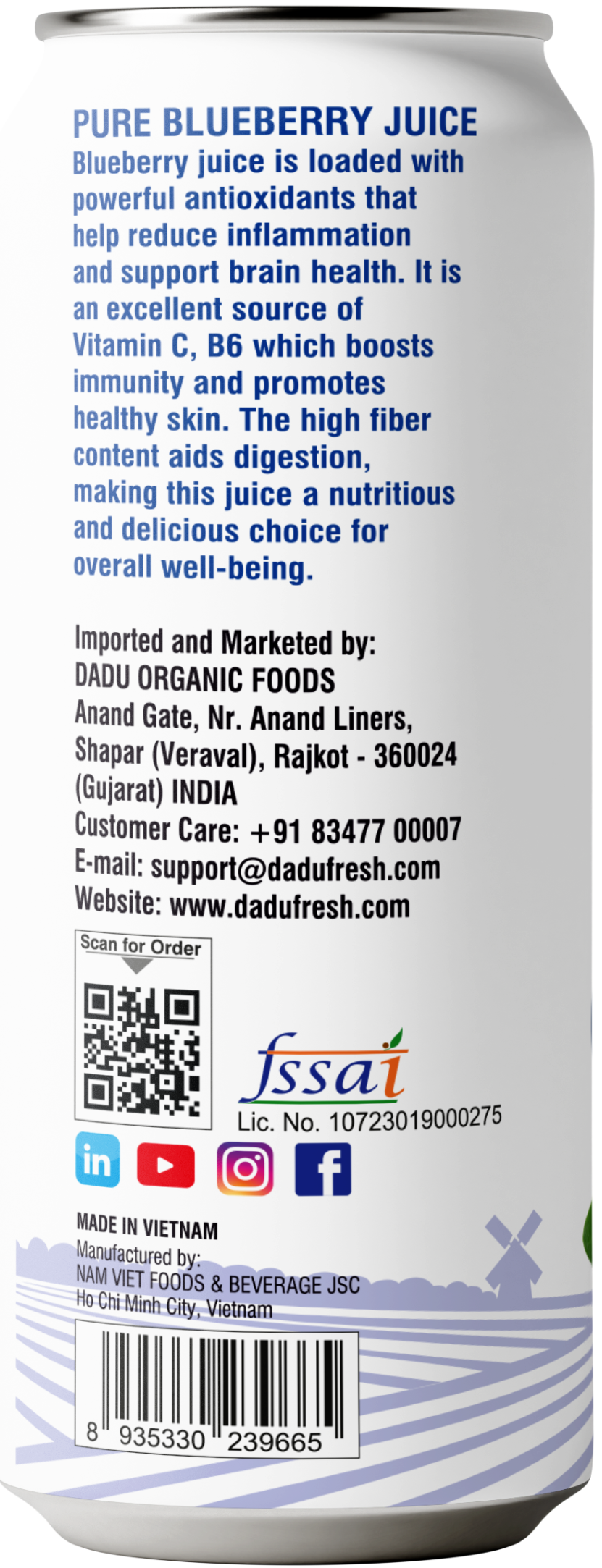 Dadu Fresh Blueberry Juice | Pure Natural Fruit Healthy Beverage