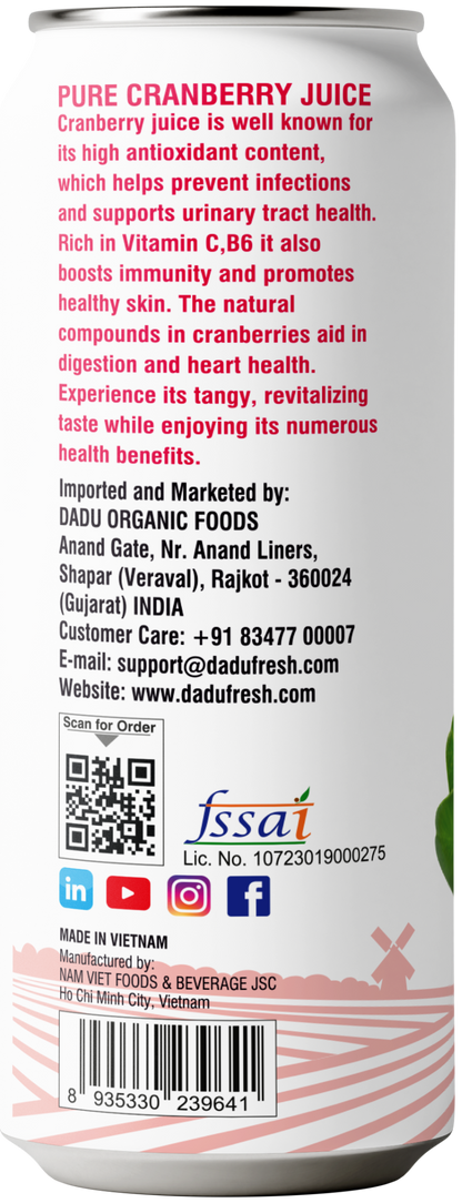 Dadu Fresh Cranberry Juice | Pure Natural Fruit Healthy Beverage