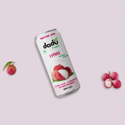 Dadu Fresh Lychee Juice | 100% Pure Fruit Juice | No Added Sugar & No Preservatives | 250ml x Pack of 6
